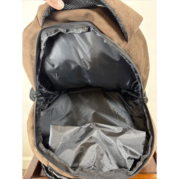 Hiram Bingham Belmond Train Brown Suede Feel Backpack Travel Daypack School Bag - Picture 8 of 12